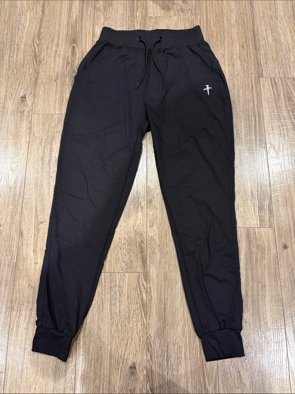 Three Nails athletic Black Joggers with Small Cross Logo